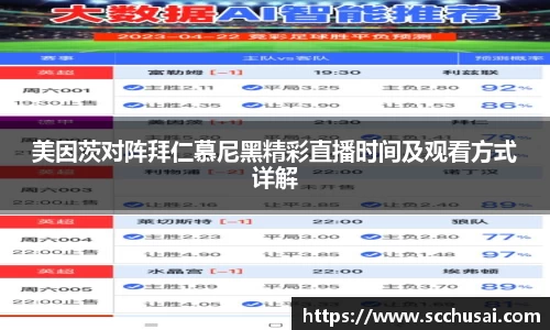 美因茨对阵拜仁慕尼黑精彩直播时间及观看方式详解